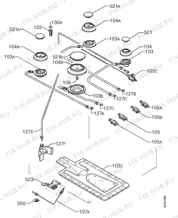 Взрыв-схема плиты (духовки) Rex R50 - Схема узла Functional parts 267