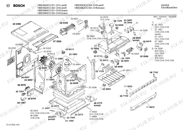 Взрыв-схема плиты (духовки) Bosch HBE6922CC - Схема узла 02