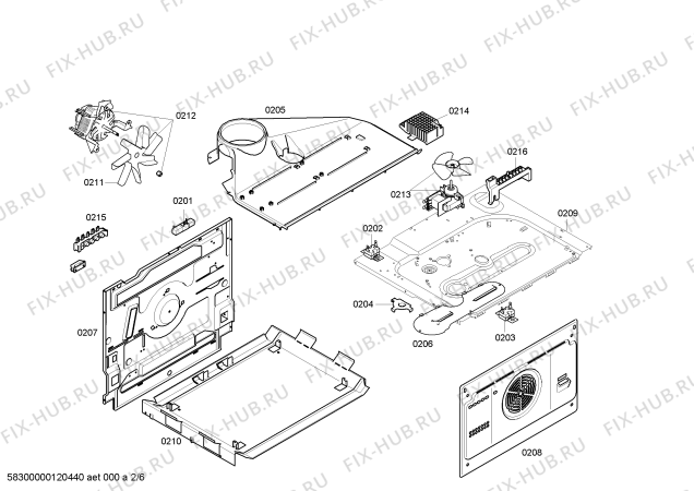 Взрыв-схема плиты (духовки) Bosch HEN340521S - Схема узла 02