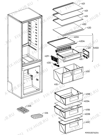Взрыв-схема холодильника Smeg C7280NLD2P1 - Схема узла Internal parts