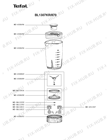 Схема №1 BL1307KR/870 с изображением Часть корпуса для электроблендера Tefal MS-651744