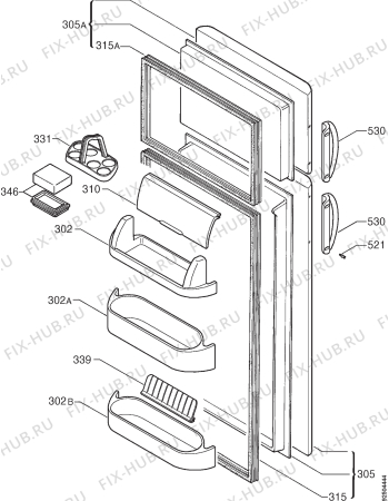 Взрыв-схема холодильника Electrolux ER7822D - Схема узла Door 003