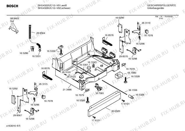 Взрыв-схема посудомоечной машины Bosch SHU4326UC - Схема узла 05