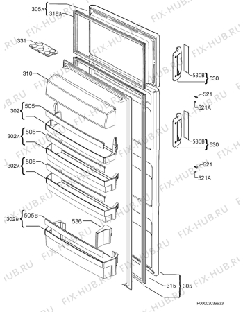 Взрыв-схема холодильника Aeg Electrolux S73200DTW0 - Схема узла Door 003