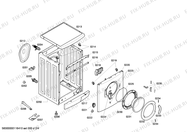 Взрыв-схема стиральной машины Bosch WAE24470FG Bosch Maxx 6 - Схема узла 02