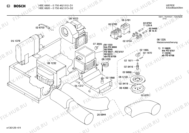 Взрыв-схема плиты (духовки) Bosch 0750462013 HBE6820 - Схема узла 04