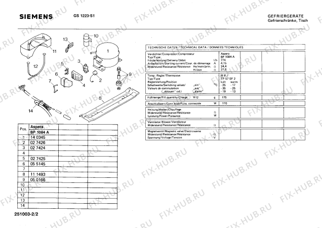 Взрыв-схема холодильника Siemens GS1223 - Схема узла 02