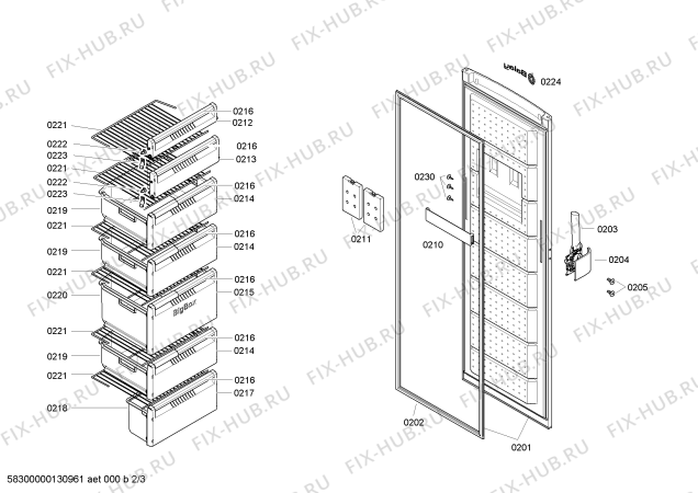 Взрыв-схема холодильника Balay 3GFB1415 - Схема узла 02