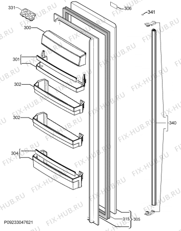 Взрыв-схема холодильника Aeg RKE63221DX - Схема узла Door