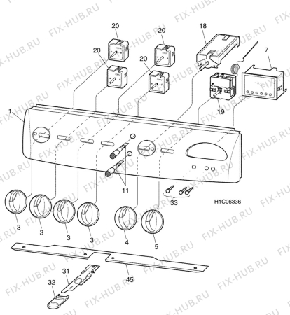 Взрыв-схема плиты (духовки) Electrolux EK6273 - Схема узла H10 Control Panel