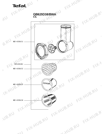 Схема №4 QB625D38/BWA с изображением Редуктор для кухонного измельчителя Moulinex MS-650374
