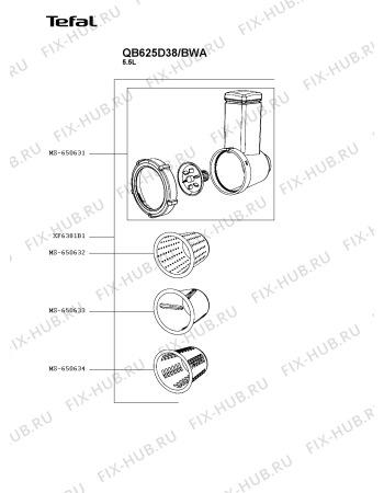 Схема №4 QB625D38/BWA с изображением Запчасть  для кухонного комбайна Moulinex MS-650610