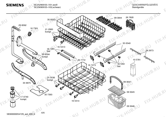 Взрыв-схема посудомоечной машины Siemens SE25290II HiSense - Схема узла 06