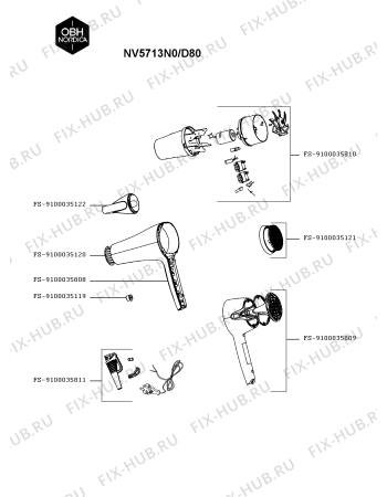 Схема №1 NV5713N0/D80 с изображением Провод для электрофена Seb FS-9100035811