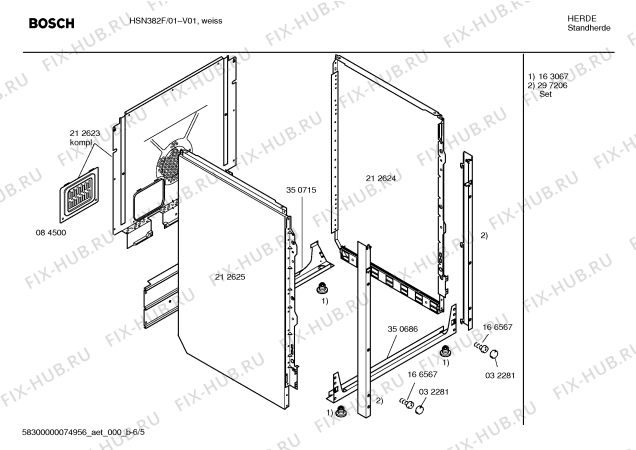 Схема №4 HSN382F с изображением Инструкция по эксплуатации для плиты (духовки) Bosch 00590291