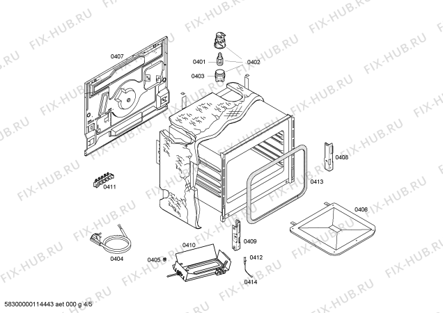 Взрыв-схема плиты (духовки) Bosch HSG122020E - Схема узла 04