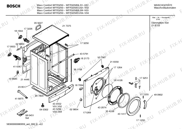 Схема №2 WFR3250NL Maxx Comfort WFR3250 с изображением Таблица программ для стиральной машины Bosch 00584931