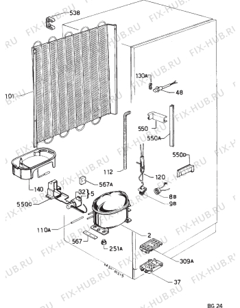 Взрыв-схема холодильника Marijnen M220/95 - Схема узла Refrigerator cooling system