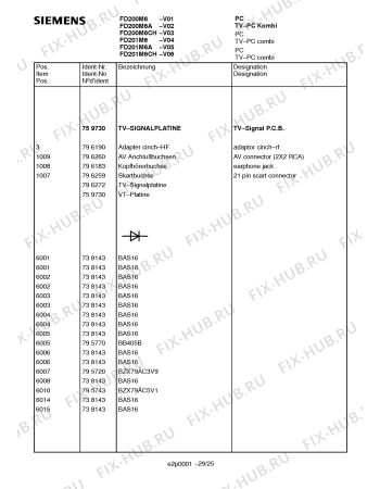Схема №19 FD201M6A с изображением Инструкция по эксплуатации для жк-телевизора Siemens 00531269