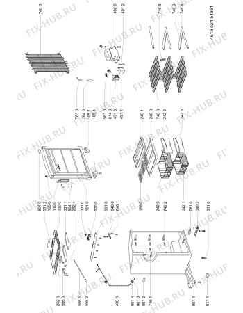 Схема №1 C 161 A с изображением Корпусная деталь для холодильника Whirlpool 481244011082