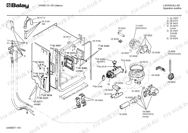 Взрыв-схема посудомоечной машины Balay SPSBLA3EE - Схема узла 02