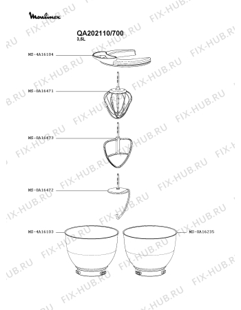 Взрыв-схема кухонного комбайна Moulinex QA202110/700 - Схема узла FP004879.5P2