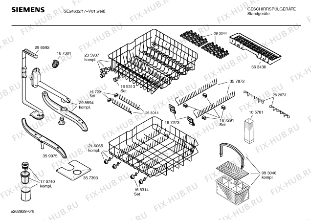 Взрыв-схема посудомоечной машины Siemens SE24632 EXTRAKLASSE - Схема узла 06