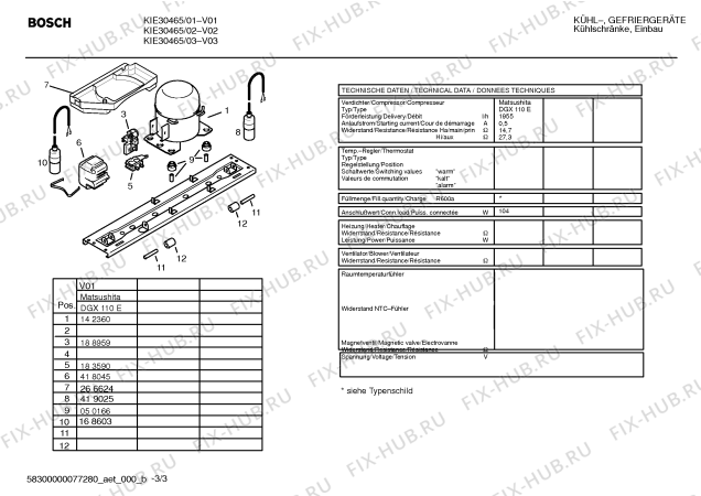 Взрыв-схема холодильника Bosch KIE30465 - Схема узла 03