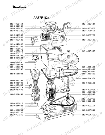 Взрыв-схема кухонного комбайна Moulinex AA77R1(2) - Схема узла HP000282.5P2