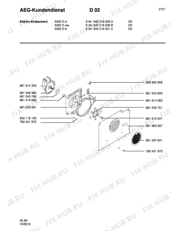 Взрыв-схема плиты (духовки) Aeg 5302E-D - Схема узла Section5