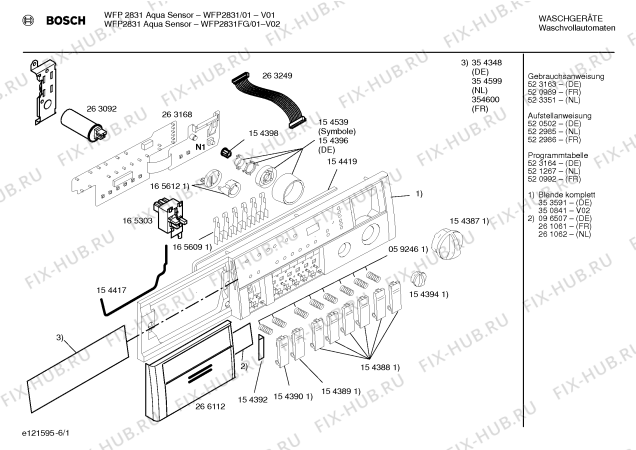 Схема №4 WFP2831FG WFP2831 Aqua Sensor с изображением Таблица программ для стиральной машины Bosch 00521267