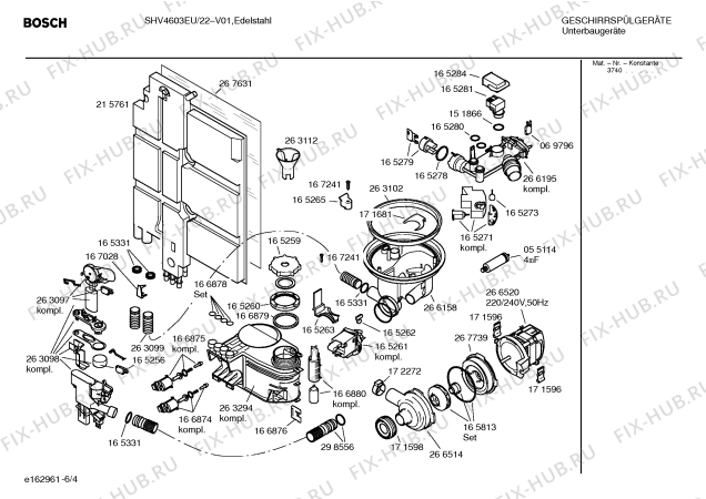 Взрыв-схема посудомоечной машины Bosch SHV4603EU - Схема узла 04