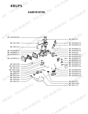 Взрыв-схема кофеварки (кофемашины) Krups EA891810/700 - Схема узла ZP005720.3P2