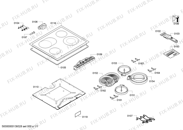 Схема №1 CE261112 с изображением Модуль управления для плиты (духовки) Bosch 00674579