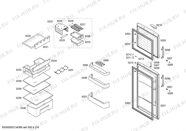 Схема №2 3FFL3450 с изображением Дверь для холодильной камеры Bosch 00246464