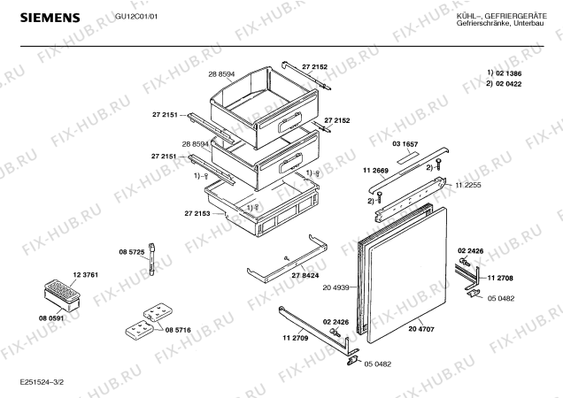 Взрыв-схема холодильника Siemens GU12C01 - Схема узла 02