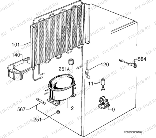 Взрыв-схема холодильника Electrolux ER6575T - Схема узла Cooling system 017