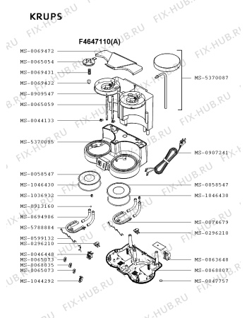 Взрыв-схема кофеварки (кофемашины) Krups F4647110(A) - Схема узла DP001833.7P2