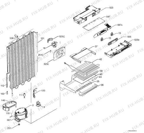 Взрыв-схема холодильника Electrolux EUF27391S - Схема узла Cooling system 017