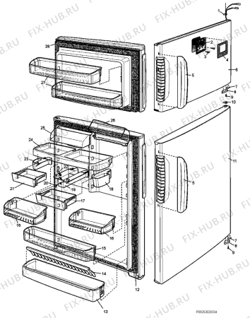 Взрыв-схема холодильника Electrolux END5298X - Схема узла Section 3