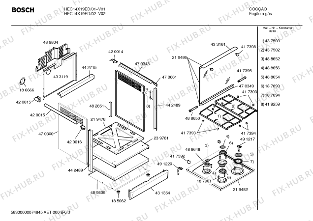 Взрыв-схема плиты (духовки) Bosch HEC14X19ED P2 MASTERCOOK - Схема узла 03