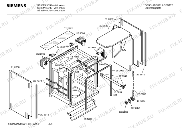 Взрыв-схема посудомоечной машины Siemens SE38M250 Extraklasse - Схема узла 03