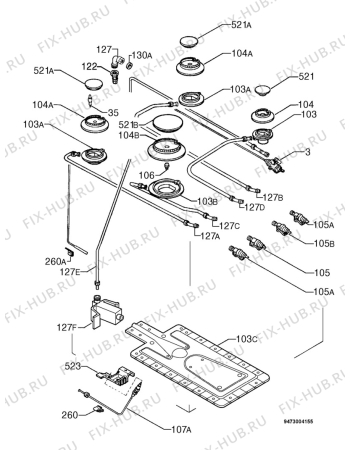 Взрыв-схема плиты (духовки) Nestor Martin EK5301W - Схема узла Functional parts 267