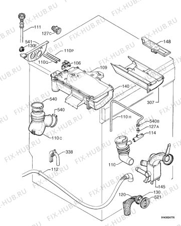 Взрыв-схема стиральной машины Electrolux EWD1409I - Схема узла Hydraulic System 272