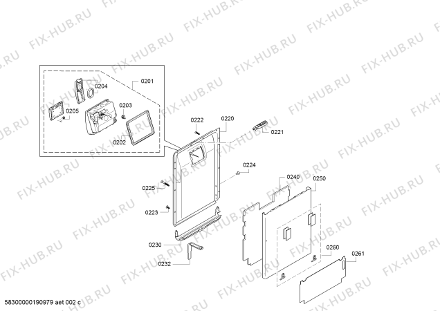Взрыв-схема посудомоечной машины Bosch SPI66MS00X Made in Germany - Схема узла 02