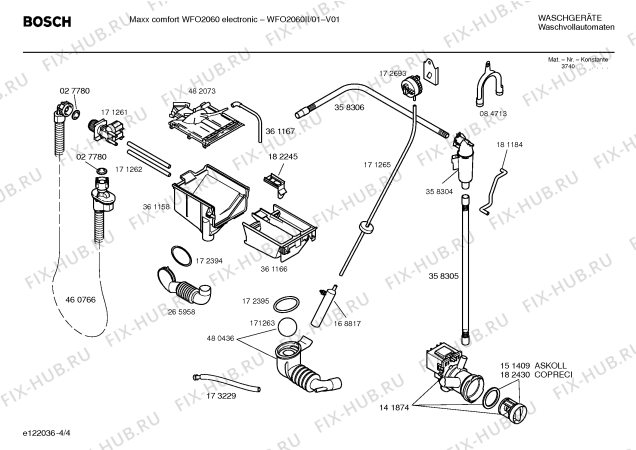Взрыв-схема стиральной машины Bosch WFO2060II Maxx Comfort WFO 2060 - Схема узла 04