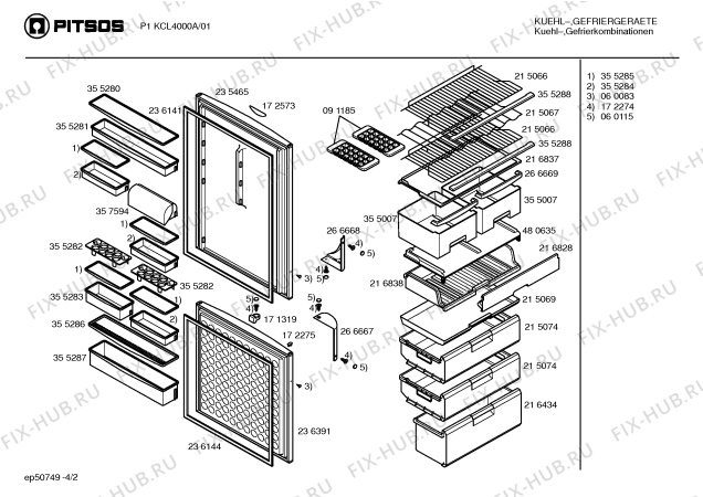 Взрыв-схема холодильника Pitsos P1KCL4000A - Схема узла 02