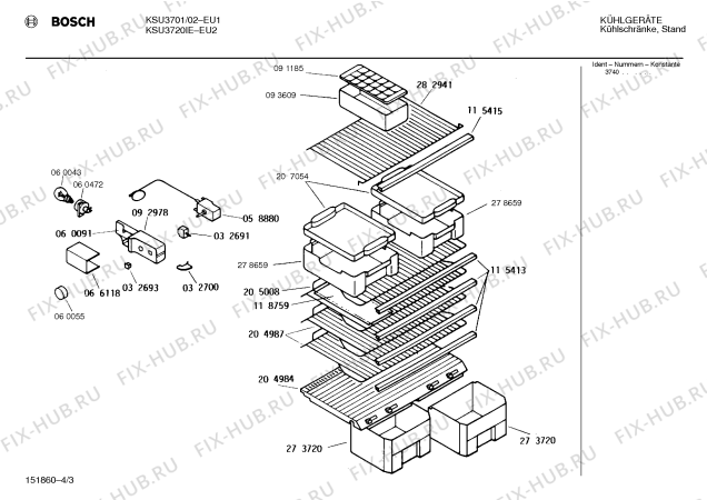 Взрыв-схема холодильника Bosch KSU3720IE - Схема узла 03