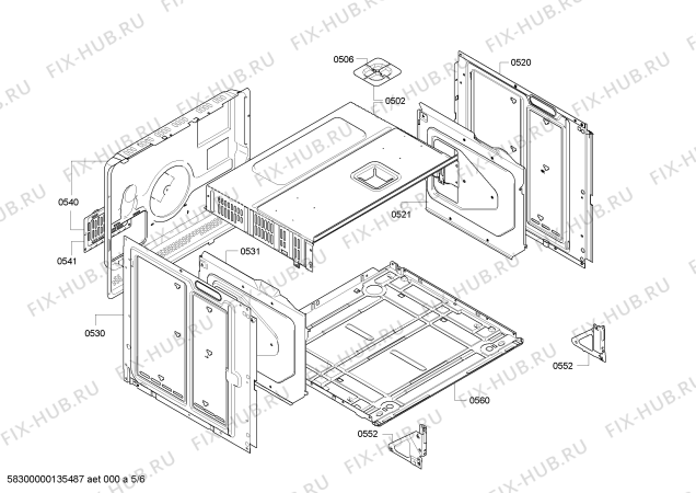 Взрыв-схема плиты (духовки) Bosch HEA63A250 - Схема узла 05