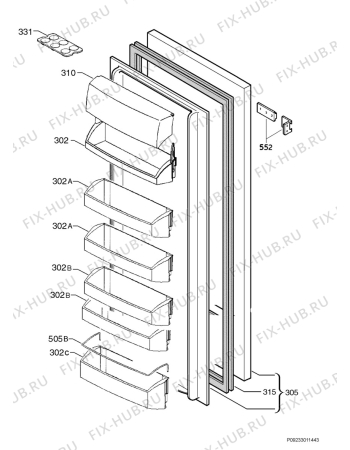 Взрыв-схема холодильника Aeg Electrolux SK71840-4I - Схема узла Door 003